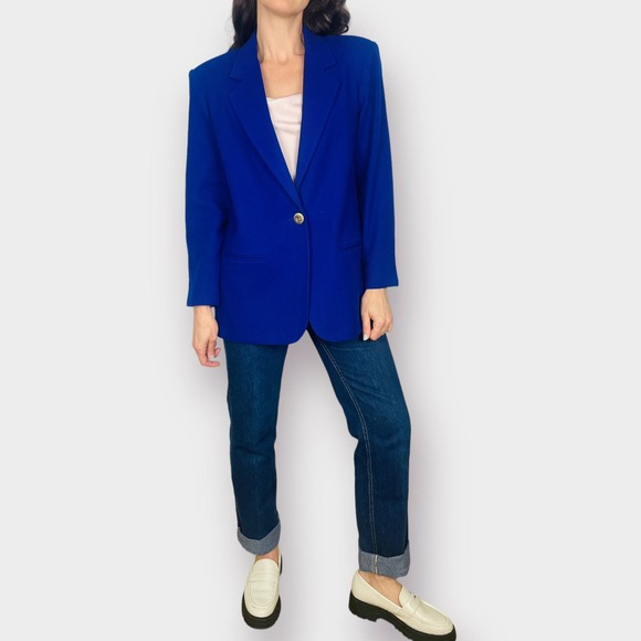 90s Sag Harbor Blue Wool Blazer - Picture 4 of 7